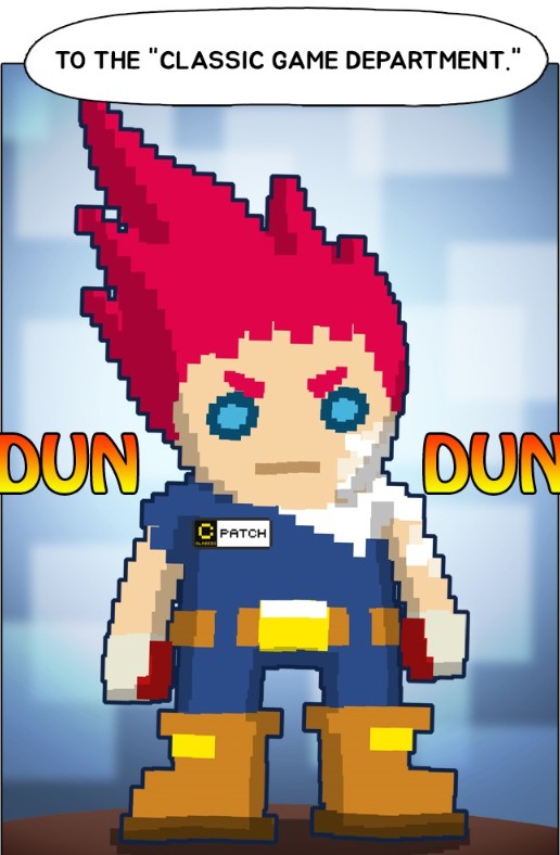 He becomes pixelated from the neat mobile game graphics. The creativity of the artist is amazing!