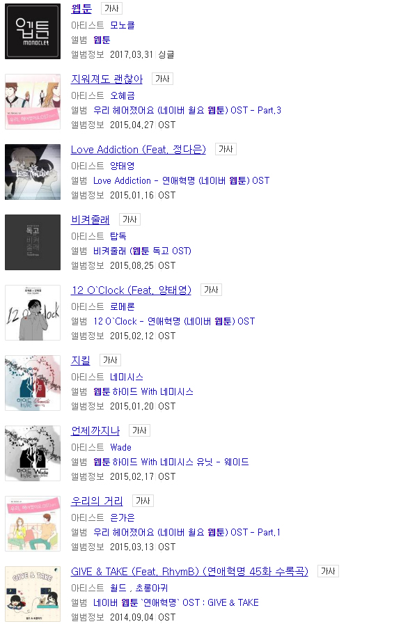 웹툰과 음악의 1+1. 장르 접목의 진화는 현재진행중.