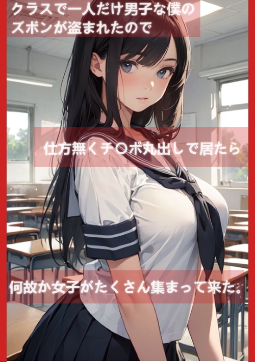 クラスで一人だけ男子な僕のズボンが盗まれたので仕方無くチ○ポ丸出しで居たら何故か女子がたくさん集まって来た